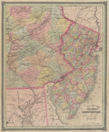 1864 Township map of New Jersey and Eastern Pennsylvania